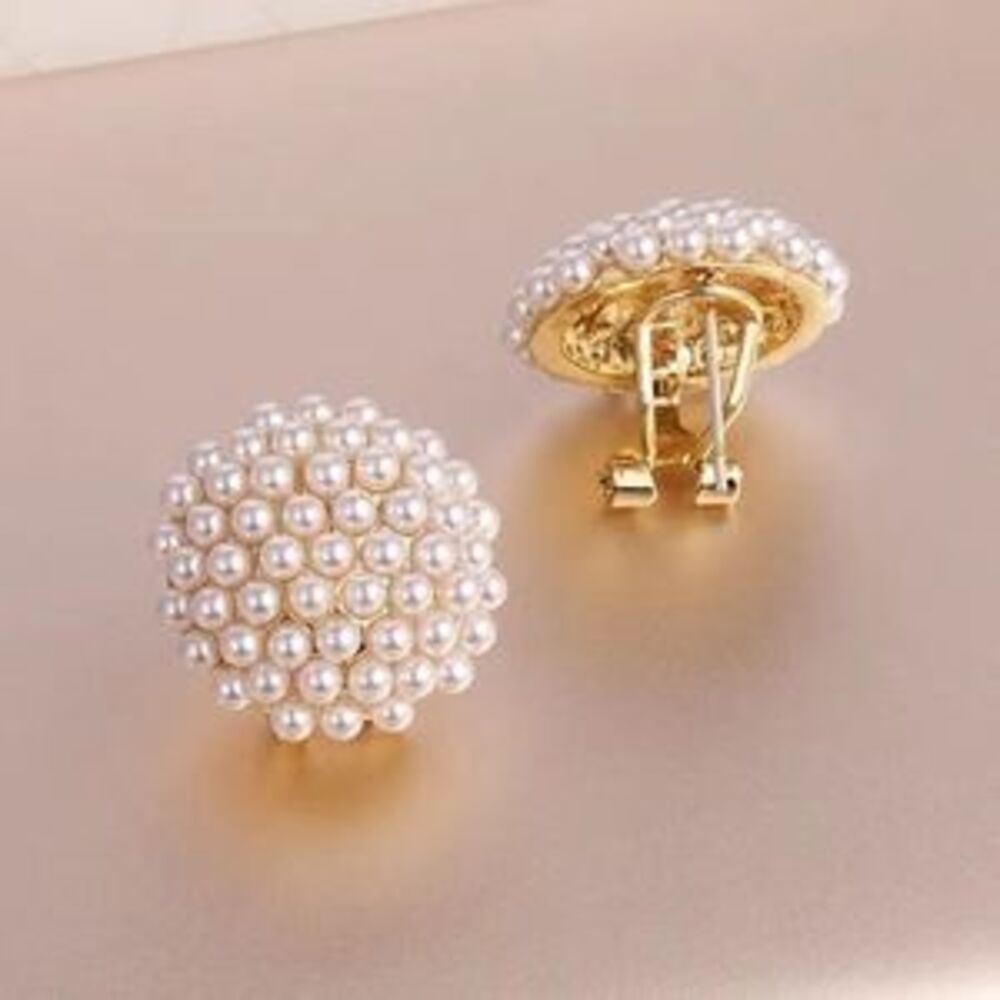 Faux Pearl 18K Gold Plated Earrings - Picture 3 of 5